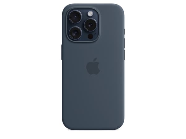 Apple - Baksidedeksel for mobiltelefon - MagSafe-samsvar - silikon - stormblå - for iPhone 15 Pro