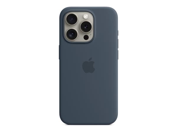 Apple - Baksidedeksel for mobiltelefon - MagSafe-samsvar - silikon - stormblå - for iPhone 15 Pro
