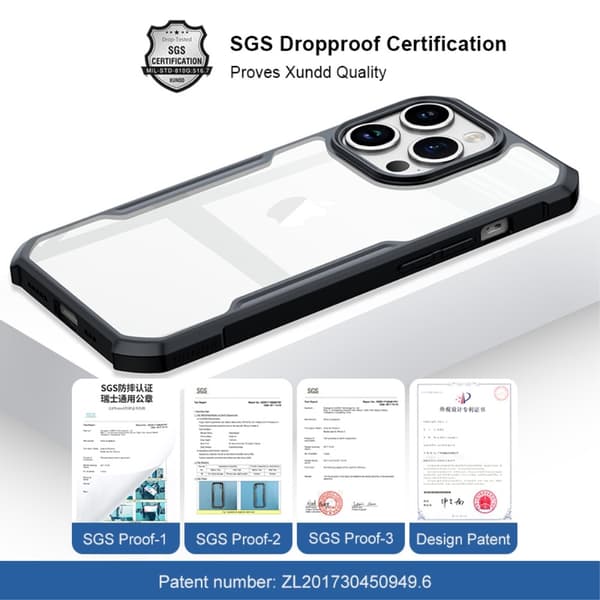 XUNDD TPU Hybrid Skal Fodral till iPhone 15 Pro Max - Svart