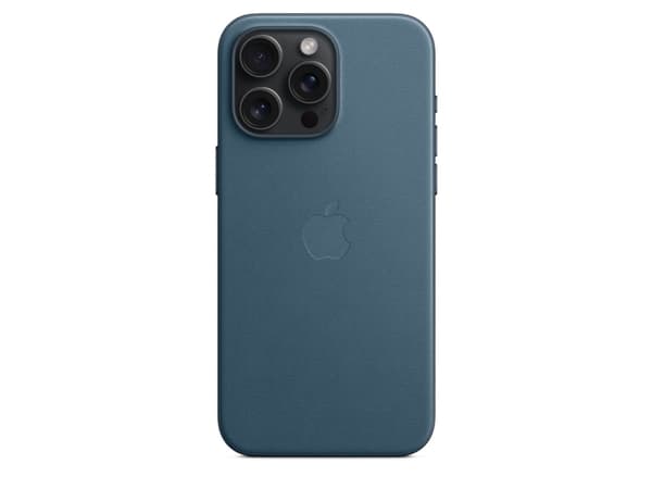 Apple - Baksidesskydd för mobiltelefon - MagSafe-kompatibilitet - FineWoven - havsblå - för iPhone 15 Pro Max