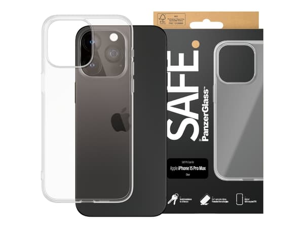 PanzerGlass SAFE. TPU Case iPhone 2023 6.7 Pro Max, Suojus, Apple, Apple - iPhone 15 Pro Max, Läpinäkyvä
