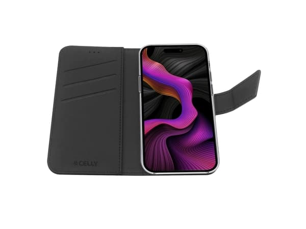 Celly WALLY1055, Plånbok, Apple, iPhone 15 Plus, 17 cm (6.7"), Svart