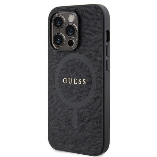 Guess iPhone 14 Pro Mobilskal Magsafe Saffiano - Svart