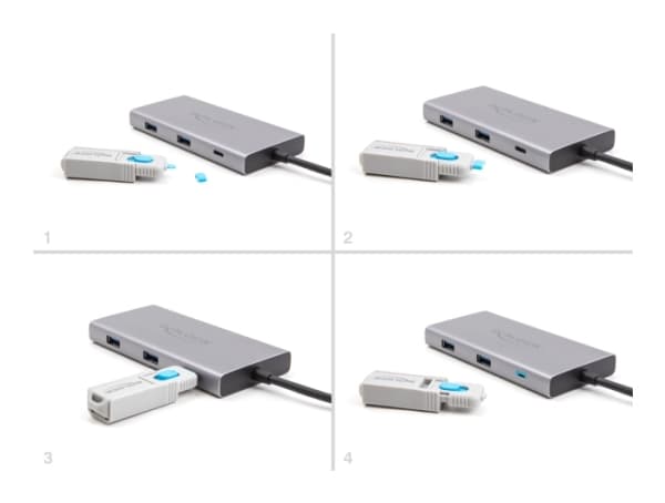 Delock - USB-C port blocker tool - grå, blå (paket om 5)