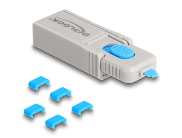 Delock - USB-C port blocker tool - grå, blå (paket om 5)