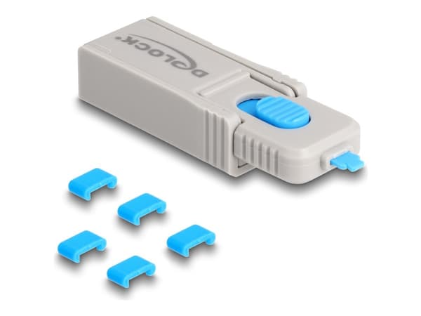Delock - USB-C port blocker tool - grå, blå (paket om 5)