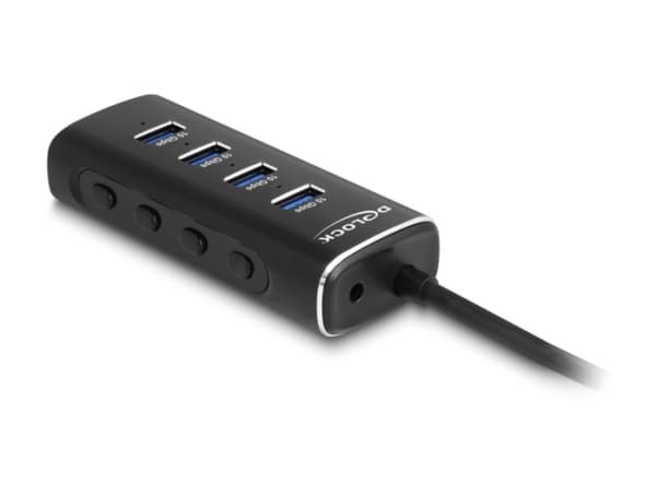 DeLOCK 64233, USB 3.2 Gen 1 (3.1 Gen 1) Type-C, USB 3.2 Gen 1 (3.1 Gen 1) Type-A, 10000 Mbit/s, Svart, Metall, Rund kabel