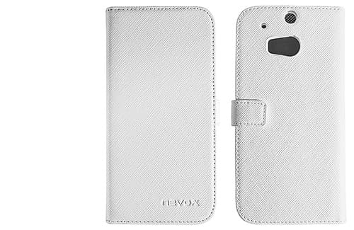 nevox 1229, Folio-kotelo, HTC, One M8, Harmaa, Valkoinen