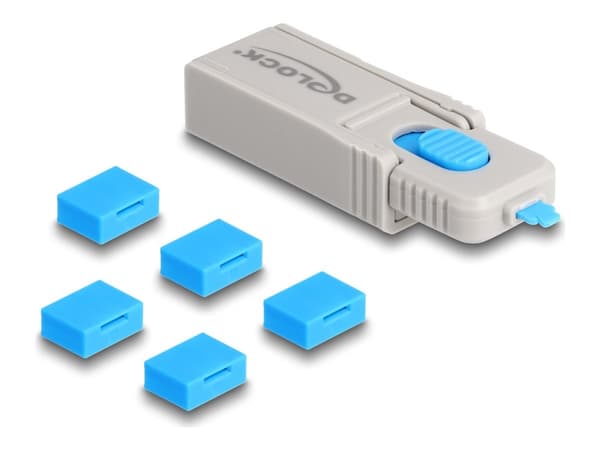 Delock - USB Type A port blocker tool - grå, blå (paket om 5)