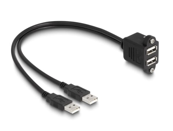 Delock - USB-förlängningskabel - USB (hane) till USB (hona) skruvbar - USB 2.0 - 1 m - svart