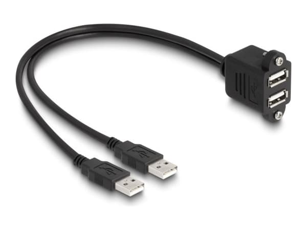 Delock - USB-förlängningskabel - USB (hane) till USB (hona) skruvbar - USB 2.0 - 1 m - svart