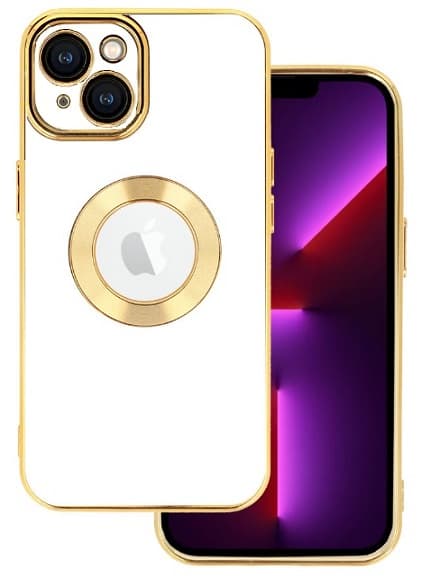 iPhone 15 PLUS Skal Vit / Guld LYX