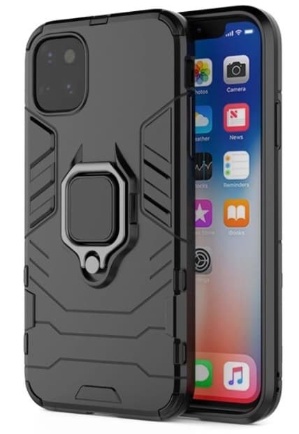 iPhone 15 Skal Med Ring & Stativfunktion Svart