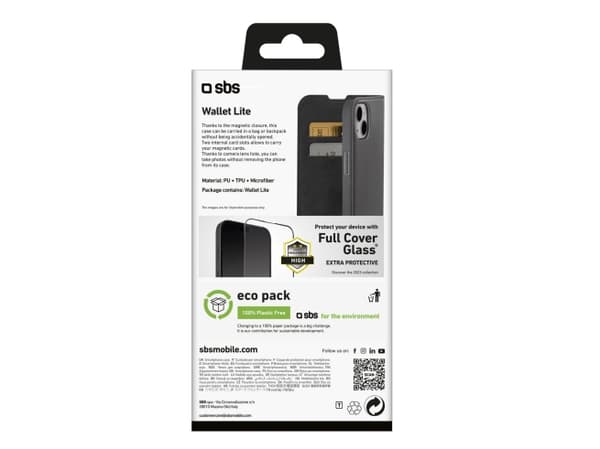 SBS TEBKLITEIP1561K, Lommebok-etui, Apple, iPhone 15, 15,5 cm (6.1"), Sort