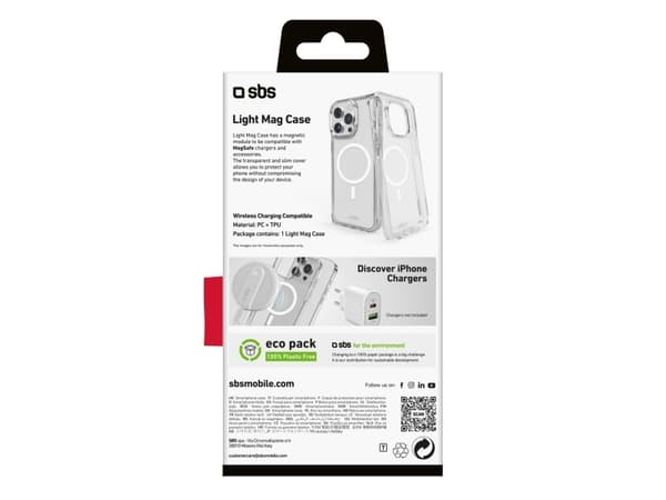 SBS TELIGMAGIP1561PT, Suojus, Apple, iPhone 15 Pro, 15,5 cm (6.1"), Läpinäkyvä