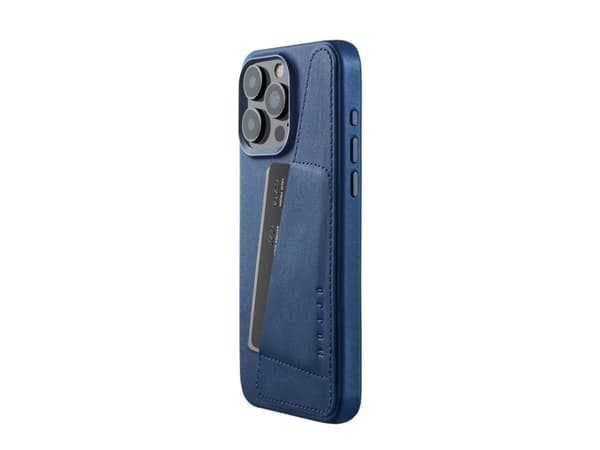 Troubadour Goods Limited Mujjo lommebokveske i helskinn - vesker designet for iPhone 15 Pro Max, kompatibel med MagSafe (Monaco Blue)