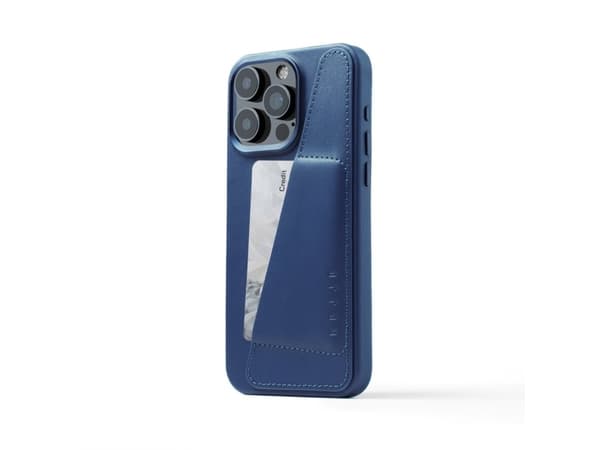 Troubadour Goods Limited Mujjo lommebokveske i helskinn - vesker designet for iPhone 15 Pro Max, kompatibel med MagSafe (Monaco Blue)