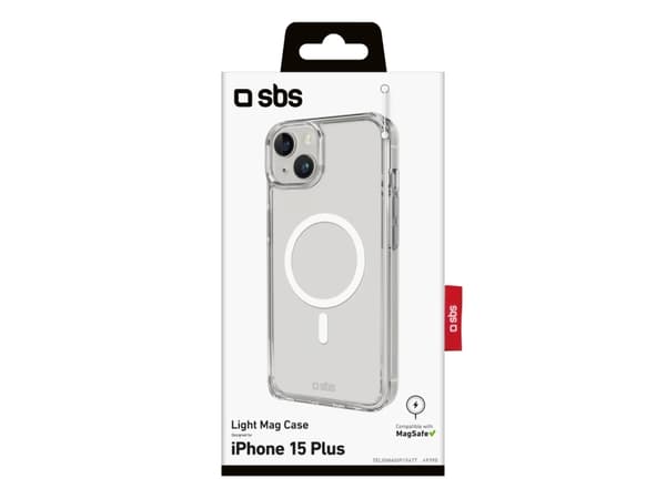 SBS TELIGMAGIP1567T, Suojus, Apple, iPhone 15 Plus/14 Plus, 17 cm (6.7"), Läpinäkyvä