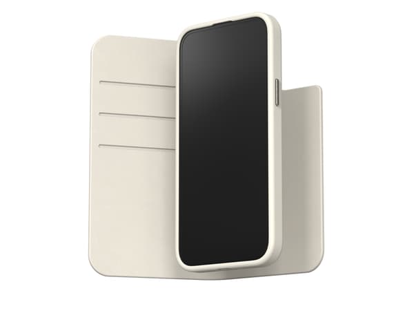 Moshi Overture MagSafe - 3-i-1 lærveske for iPhone 15 Plus (Eggnog White)