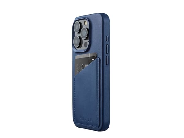 Troubadour Goods Limited Mujjo Full Leather Wallet Case - Kotelot suunniteltu iPhone 15 Pro, yhteensopiva MagSafe (monaco sininen) kanssa