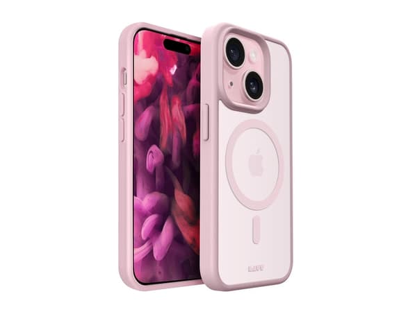 LAUT Huex Protect, Suojus, Apple, iPhone 15, 15,5 cm (6.1"), Vaaleanpunainen, Läpinäkyvä