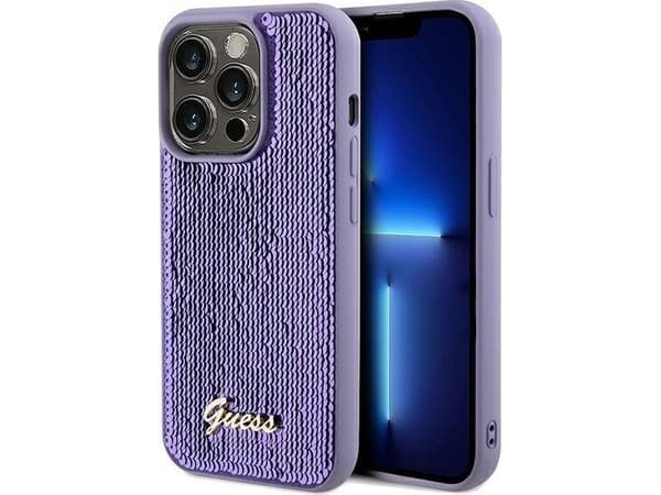 Guess GUHCP14XPSFDGSU iPhone 14 Pro Max6.7" purple hardcase Sequin Script Metal