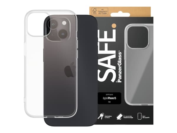 SAFE. by PanzerGlass - Baksidedeksel for mobiltelefon - selvhelbredende TPU - gjennomsiktig - for Apple iPhone 15