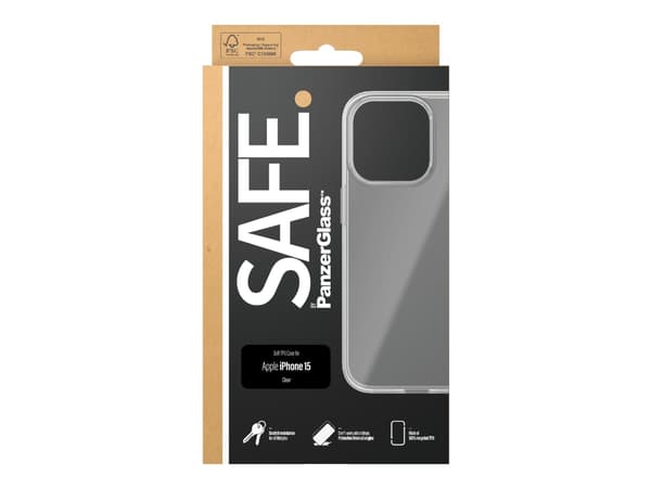 SAFE. by PanzerGlass - Baksidedeksel for mobiltelefon - selvhelbredende TPU - gjennomsiktig - for Apple iPhone 15