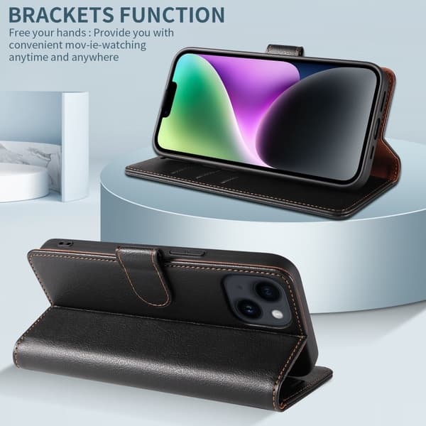 Retro Crazy Horse Taske til iPhone 15 Telefontaskestativ