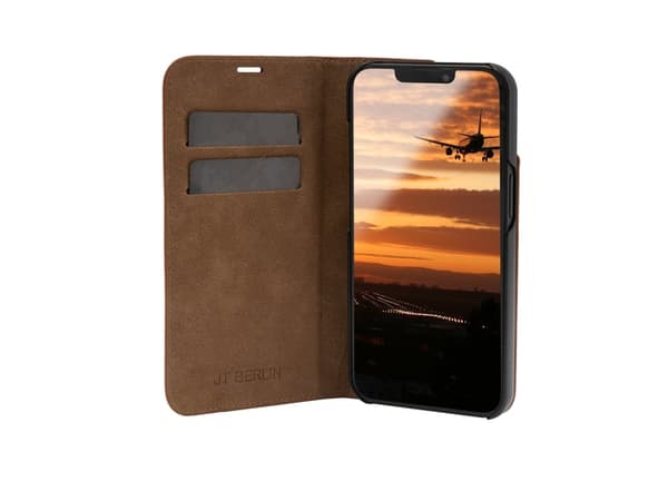 JT BERLIN BookCase Tegel, Folio, Apple, iPhone 15 Plus, 17 cm (6.7"), Konjakkfarget