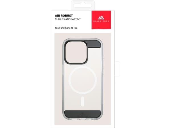 Black Rock Mag Air Protection, Etui, Apple, iPhone 15 Pro, 15,5 cm (6.12"), Sort, Gjennomsiktig