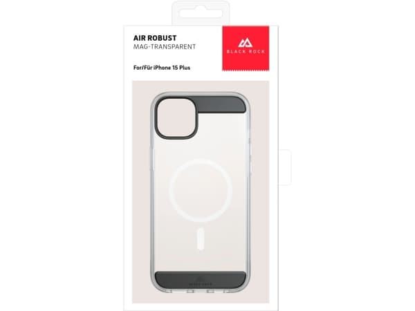 Black Rock Mag Air Protection, Etui, Apple, iPhone 15 Plus, 17 cm (6.7"), Sort, Gjennomsiktig