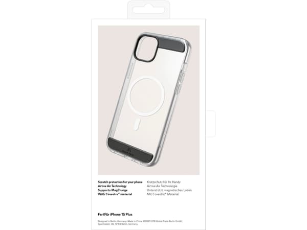 Black Rock Mag Air Protection, Etui, Apple, iPhone 15 Plus, 17 cm (6.7"), Sort, Gjennomsiktig