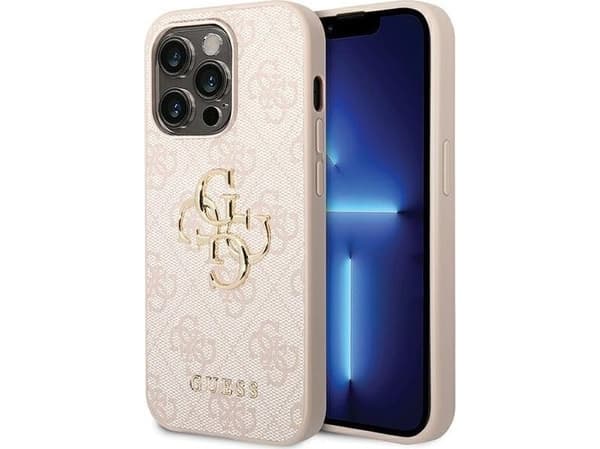 Guess GUHCP15X4GMGPI iPhone 15 Pro Max 6.7" vaaleanpunainen/vaaleanpunainen 4G kotelo, suuri metallinen logo