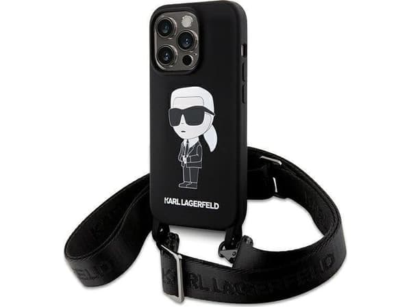 Karl Lagerfeld KLHCP15XSCBSKNK iPhone 15 Pro Max 6,7" hardt deksel svart/svart Crossbody Silikon Ikonik