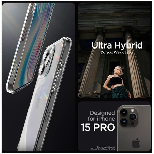 Spigen iPhone 15 Pro Case Ultra Hybrid Crystal Clear