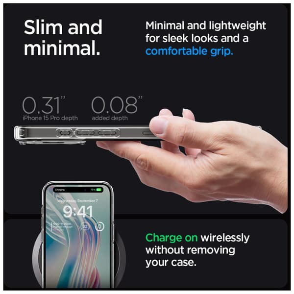 Spigen iPhone 15 Pro Case Ultra Hybrid Crystal Clear
