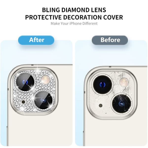 Hat Prince Glitter Kameraskydd Aluminium iPhone 15/iPhone 15 Plus Blå