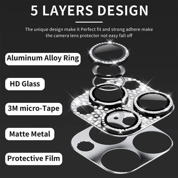 Hat Prince Glitter Kameraskydd Aluminium iPhone 15 Pro/iPhone 15 Pro Max Blå