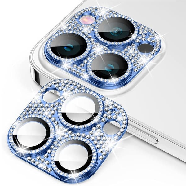 Hat Prince Glitter Kameraskydd Aluminium iPhone 15 Pro/iPhone 15 Pro Max Blå