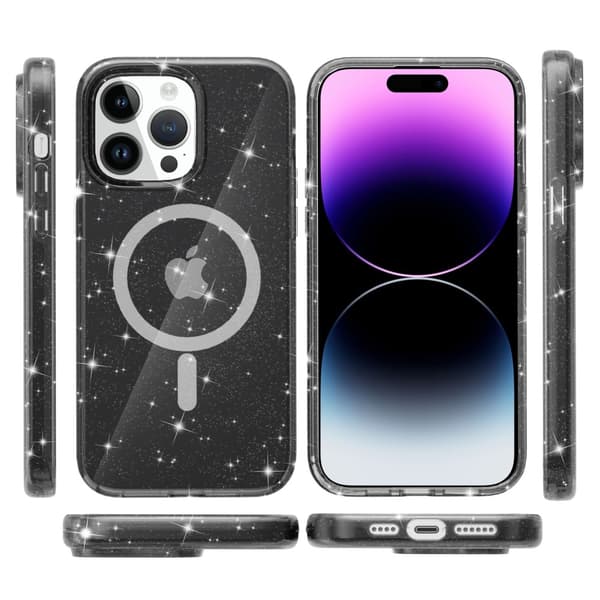 Glitter MagSafe Skal iPhone 14 Pro Max Transparent Svart