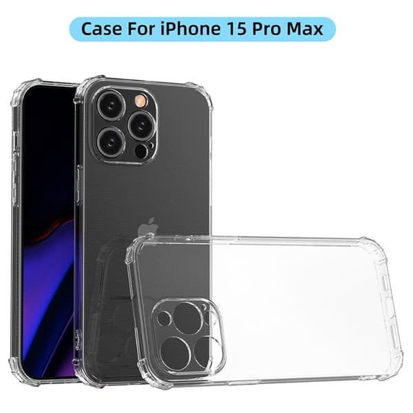 Til iPhone 15 Pro Max Shell Case TPU bagside-telefoncover