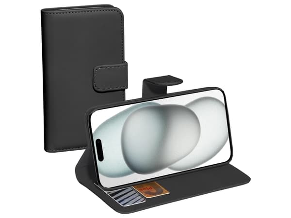 PEDEA Book Cover Classic für iPhone 15, musta (50160965)