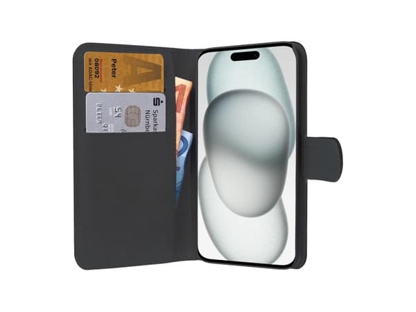 PEDEA Book Cover Classic für iPhone 15, musta (50160965)