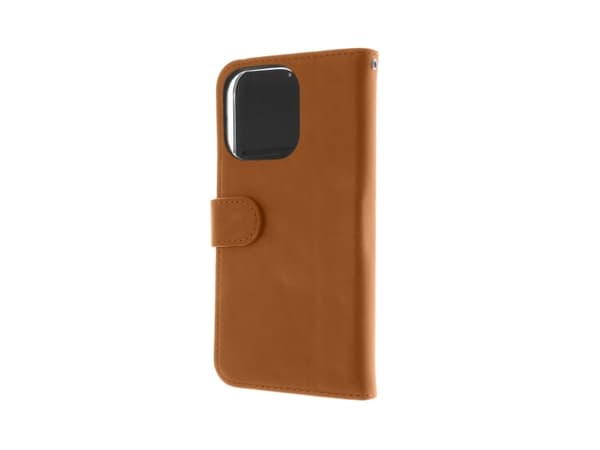 Insmat Premium - Lommebok for mobiltelefon - ekte skinn, polykarbonat, kartong+papir+aluminiumsfolie - brun - for Apple iPhone 15 Pro