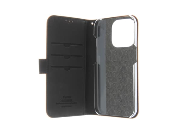 Insmat Premium - Lommebok for mobiltelefon - ekte skinn, polykarbonat, kartong+papir+aluminiumsfolie - brun - for Apple iPhone 15 Pro