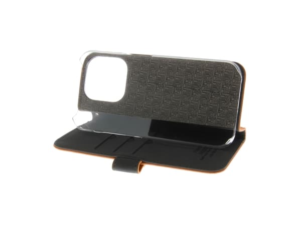 Insmat Premium - Lommebok for mobiltelefon - ekte skinn, polykarbonat, kartong+papir+aluminiumsfolie - brun - for Apple iPhone 15 Pro