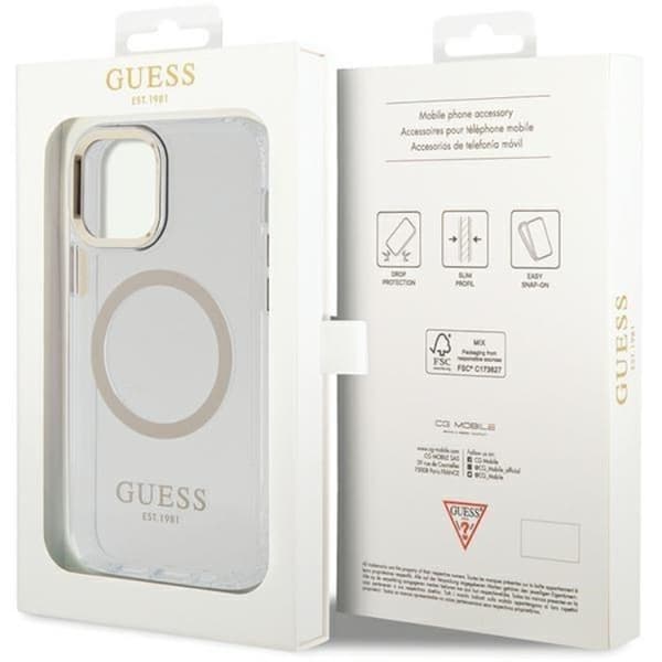 Guess iPhone 12 Pro/12 Mobilskal Magsafe Metall Outline - Guld