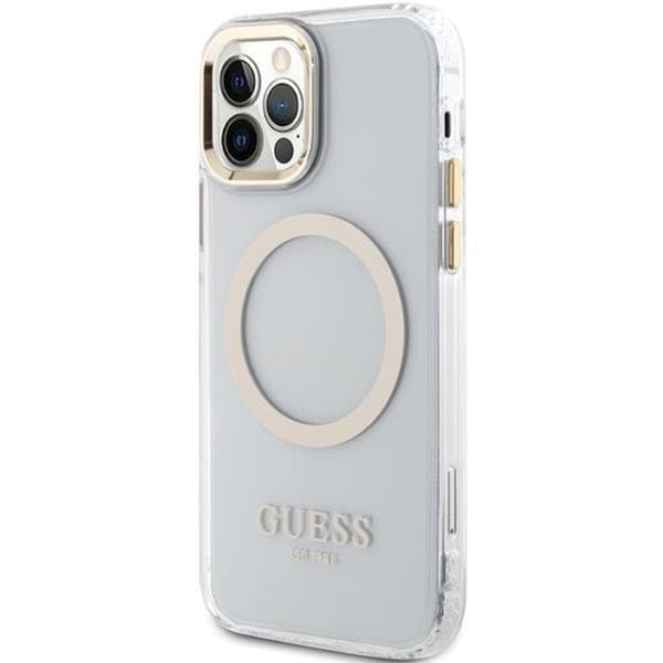 Guess iPhone 12 Pro/12 Mobilskal Magsafe Metall Outline - Guld