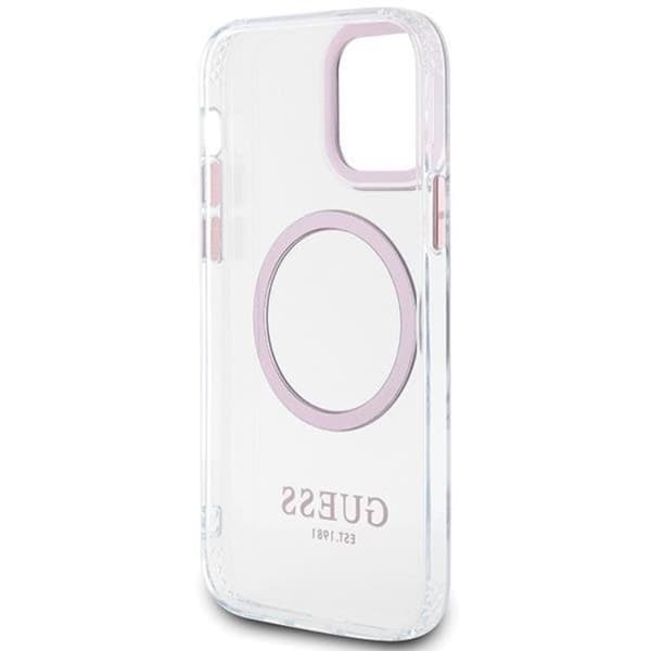Guess iPhone 12 Pro/12 Mobilskal Magsafe Metall Outline - Rosa